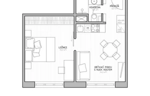 Apartment for rent, 2+kk - 1 bedroom, 41m<sup>2</sup>