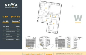 Apartment for sale, 2+kk - 1 bedroom, 59m<sup>2</sup>