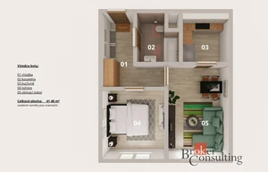 Apartment for sale, 2+kk - 1 bedroom, 41m<sup>2</sup>