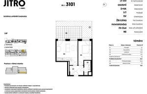 Apartment for sale, 2+kk - 1 bedroom, 44m<sup>2</sup>