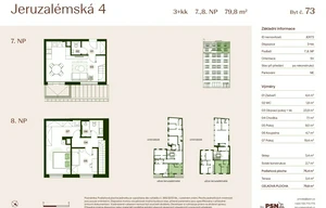 Apartment for sale, 3+kk - 2 bedrooms, 74m<sup>2</sup>