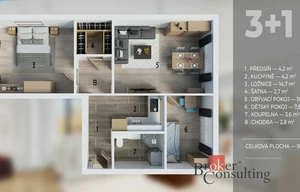 Apartment for sale, 3+1 - 2 bedrooms, 59m<sup>2</sup>