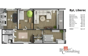 Apartment for sale, 3+1 - 2 bedrooms, 74m<sup>2</sup>