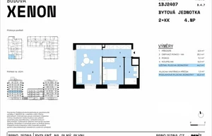 Apartment for sale, 2+kk - 1 bedroom, 44m<sup>2</sup>