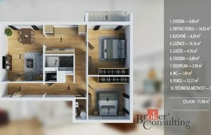 Apartment for sale, 3+1 - 2 bedrooms, 72m<sup>2</sup>