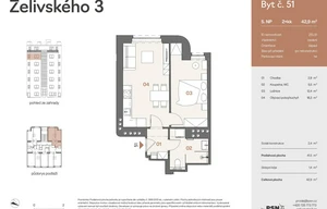 Apartment for sale, 2+kk - 1 bedroom, 39m<sup>2</sup>