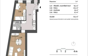 Apartment for rent, 2+1 - 1 bedroom, 55m<sup>2</sup>