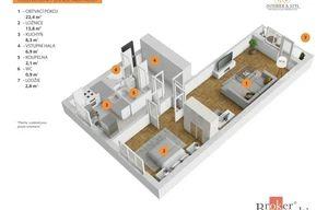 Apartment for rent, 2+1 - 1 bedroom, 57m<sup>2</sup>