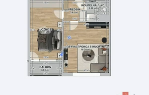 Apartment for sale, 2+kk - 1 bedroom, 39m<sup>2</sup>