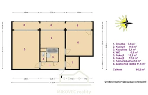 Apartment for sale, 2+1 - 1 bedroom, 49m<sup>2</sup>