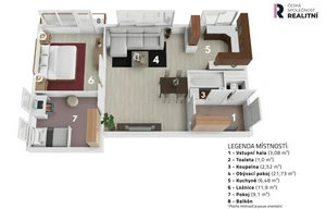 Apartment for sale, 3+1 - 2 bedrooms, 57m<sup>2</sup>