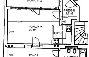 Apartment for rent, 2+kk - 1 bedroom, 6m<sup>2</sup>