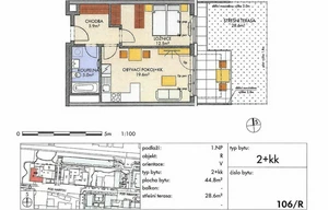 Apartment for sale, 2+kk - 1 bedroom, 43m<sup>2</sup>