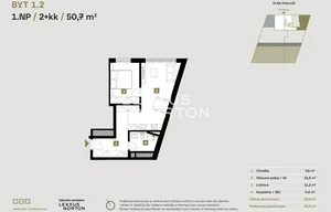 Apartment for sale, 2+kk - 1 bedroom, 51m<sup>2</sup>