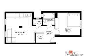 Apartment for sale, 2+kk - 1 bedroom, 45m<sup>2</sup>