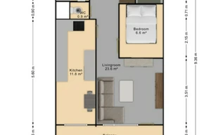 Apartment for rent, 2+kk - 1 bedroom, 46m<sup>2</sup>