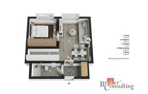 Apartment for rent, 2+kk - 1 bedroom, 32m<sup>2</sup>