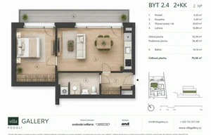Apartment for rent, 2+kk - 1 bedroom, 71m<sup>2</sup>