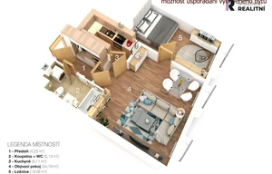 Apartment for rent, 2+kk - 1 bedroom, 53m<sup>2</sup>