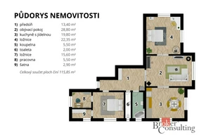 Apartment for sale, 3+1 - 2 bedrooms, 110m<sup>2</sup>