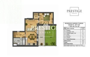 Apartment for sale, 2+kk - 1 bedroom, 52m<sup>2</sup>