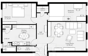 Apartment for rent, 3+1 - 2 bedrooms, 102m<sup>2</sup>