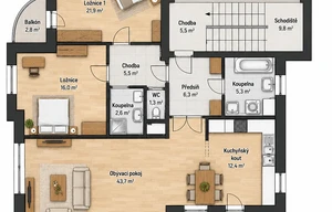Apartment for sale, 3+kk - 2 bedrooms, 117m<sup>2</sup>