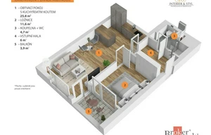 Apartment for rent, 2+kk - 1 bedroom, 51m<sup>2</sup>