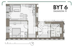 Apartment for sale, 2+kk - 1 bedroom, 55m<sup>2</sup>