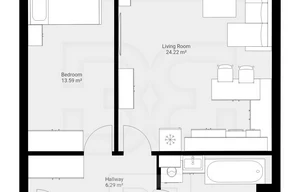 Apartment for rent, 2+kk - 1 bedroom, 52m<sup>2</sup>