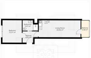 Apartment for rent, 2+kk - 1 bedroom, 48m<sup>2</sup>