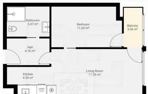 Apartment for rent, 2+kk - 1 bedroom, 43m<sup>2</sup>