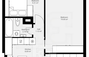 Apartment for rent, 2+1 - 1 bedroom, 49m<sup>2</sup>