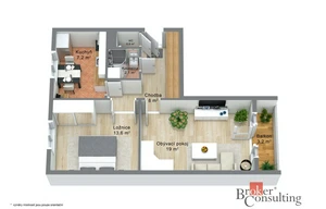 Apartment for sale, 2+1 - 1 bedroom, 55m<sup>2</sup>