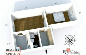Apartment for rent, 2+1 - 1 bedroom, 49m<sup>2</sup>