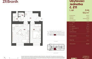 Apartment for sale, 2+kk - 1 bedroom, 47m<sup>2</sup>