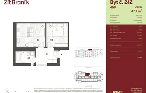 Apartment for sale, 2+kk - 1 bedroom, 42m<sup>2</sup>