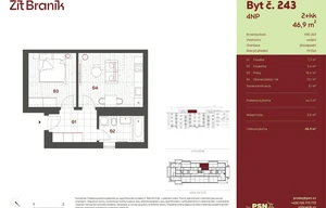 Apartment for sale, 2+kk - 1 bedroom, 41m<sup>2</sup>