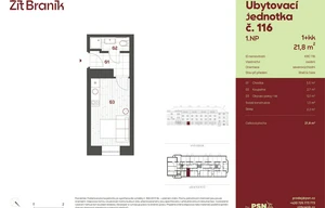 Apartment for sale, 1+KK - Studio, 21m<sup>2</sup>