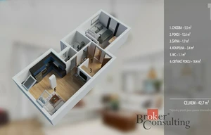 Apartment for sale, 2+kk - 1 bedroom, 45m<sup>2</sup>