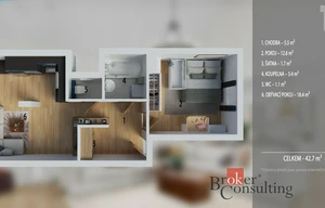 Apartment for sale, 2+kk - 1 bedroom, 45m<sup>2</sup>