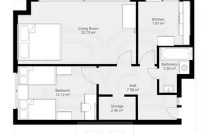 Apartment for rent, 2+1 - 1 bedroom, 56m<sup>2</sup>