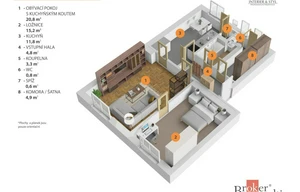 Apartment for sale, 2+1 - 1 bedroom, 62m<sup>2</sup>