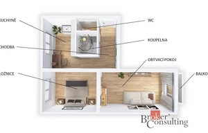 Apartment for sale, 2+1 - 1 bedroom, 55m<sup>2</sup>