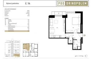 Apartment for sale, 2+kk - 1 bedroom, 46m<sup>2</sup>