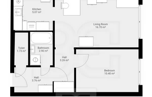 Apartment for rent, 2+kk - 1 bedroom, 42m<sup>2</sup>