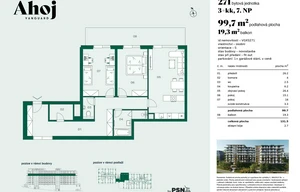 Apartment for sale, 3+kk - 2 bedrooms, 97m<sup>2</sup>
