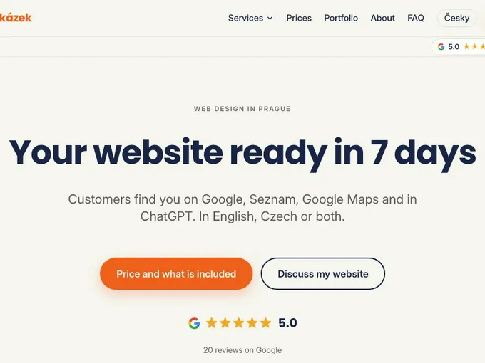 Our English website: web design in Prague