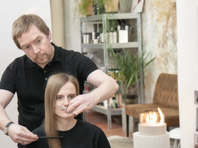 Starting a service with a thorough consultation to assess all values of shape & balance and/or colour requirements.