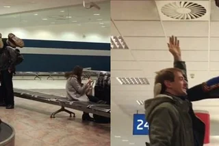 VIDEO: Acrobats Perform on Baggage Carousel at Prague Airport